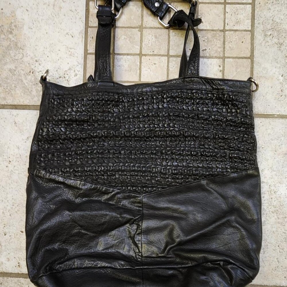 Day & Mood Billy Braided Tote Black Leather Bag